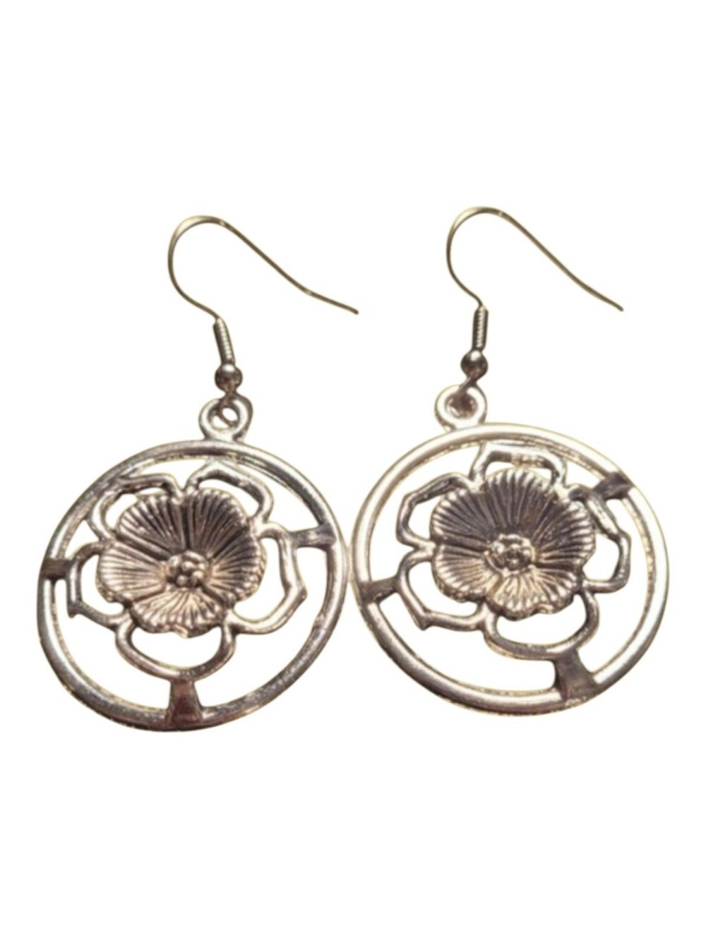 🥳4/$25!🥳 Floral Filigree Drop Earrings Silver Tone